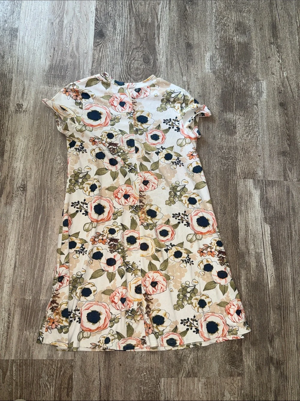 Floral Short-Sleeve A-Line Dress for Girls - Navy & Blush